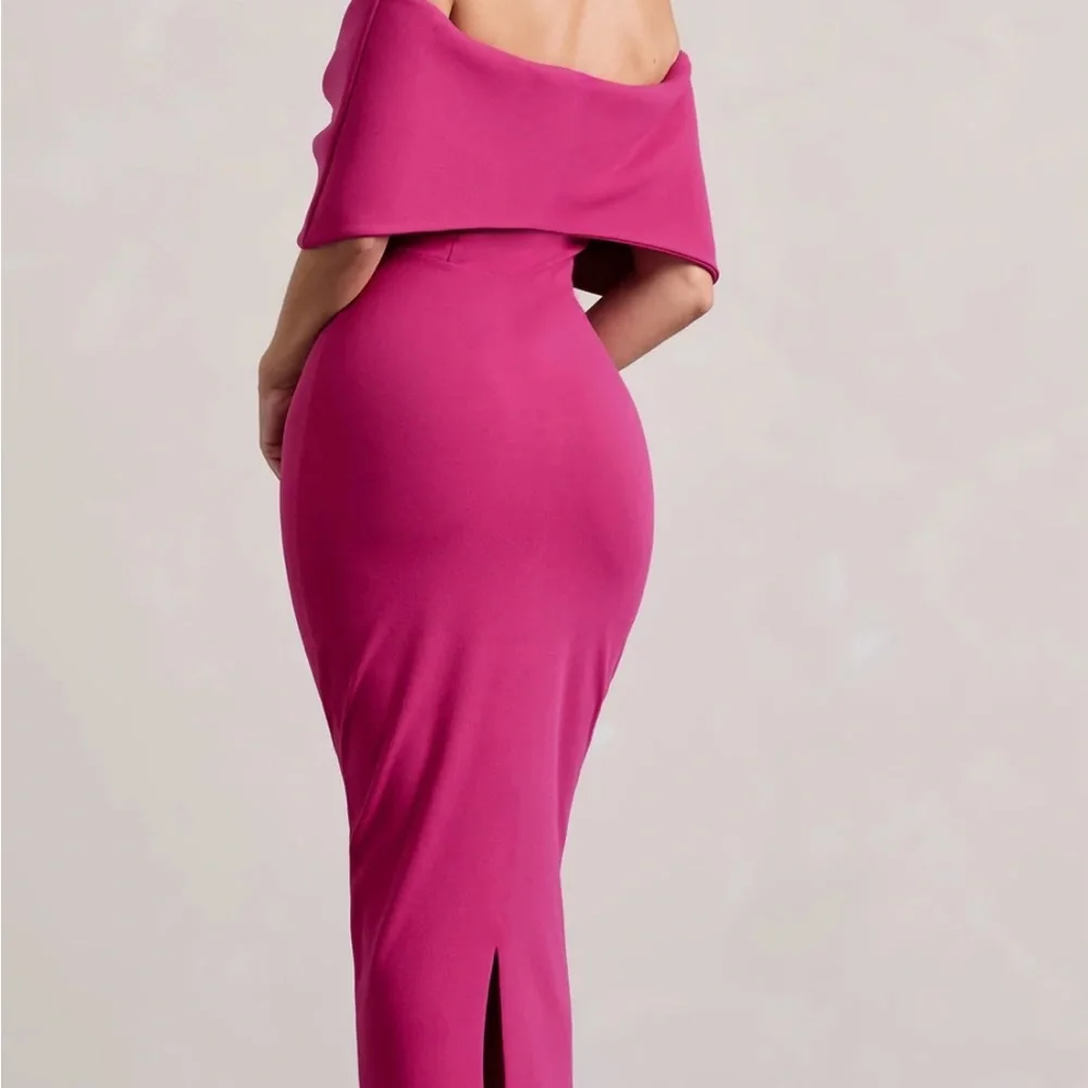 Club L London Pink Asymmetrical Sleeveless Cocktail Dress - Picture 2 of 2